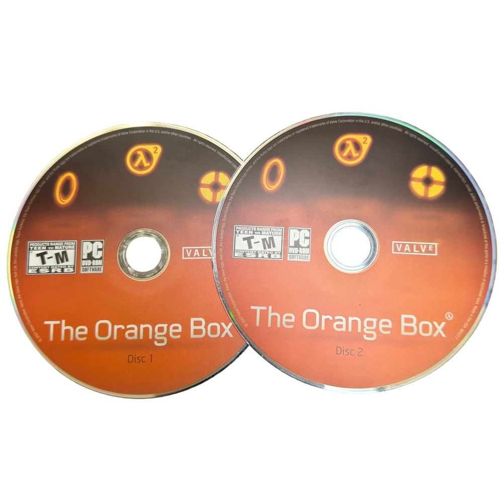 Valve The Orange Box PC Game Discs 1 & 2 Half-Life 2 Portal Team Fortress 2